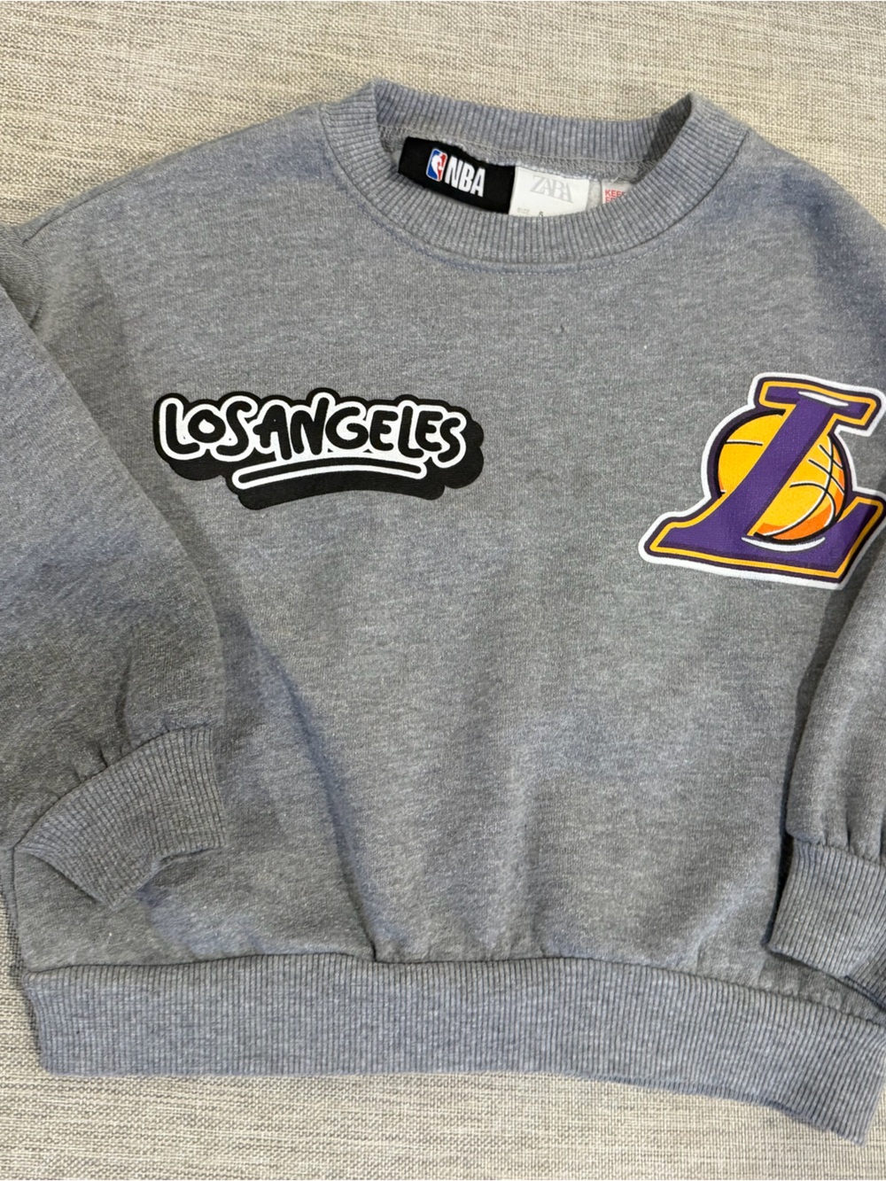 ZARA Kids Los Angeles Lakers Gray Kids Sweatshirt - Logo Graphic SZ 5